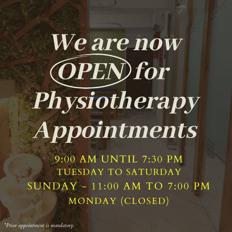 We Are Now OPEN for Physiotherapy Appointments